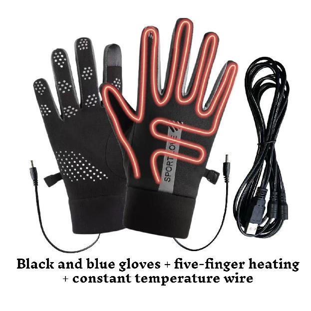USB Rechargeable Heated Gloves Adjustable Temperature Anti Slip Touch Screen Thickened Warm for Skiing Cycling Winter Outdoor