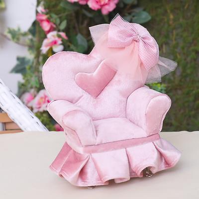 Novelty Pink Velvet Sofa Jewelry Necklace Pendant Earring Ring Storage Box