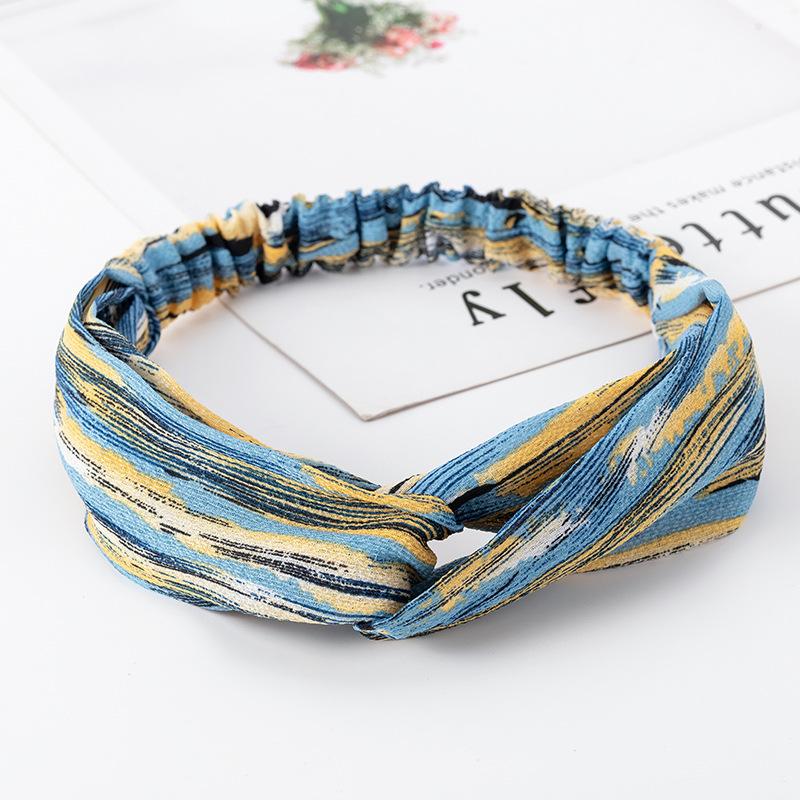Mote Kvinner Jenter Sommer Bohemsk Hårbånd Print Pannebånd Vintage Kryss Turban Bandasje Bandanaer Hårbånd Hårtilbehør