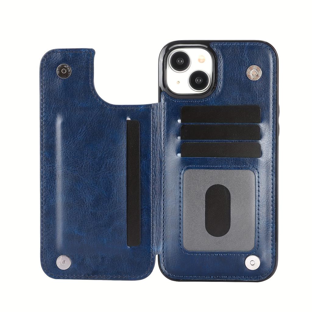 Handytasche, Brieftaschen-Handyhülle mit Kartenhalter, PU-Lederhülle mit Ständer und Kartenfächern, doppeltem Magnetverschluss und langlebiger, stoßfester Hülle für das iPhone