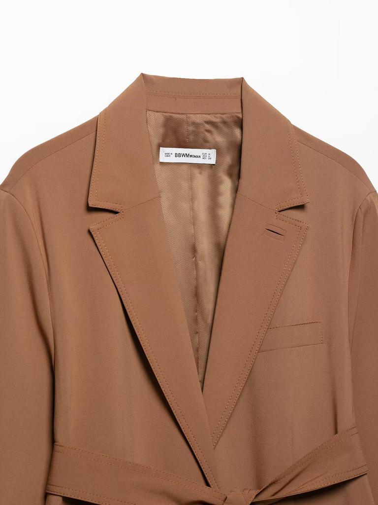 2025 Spring European & American Women's Belted Loose Suit Jacket + Pants Set