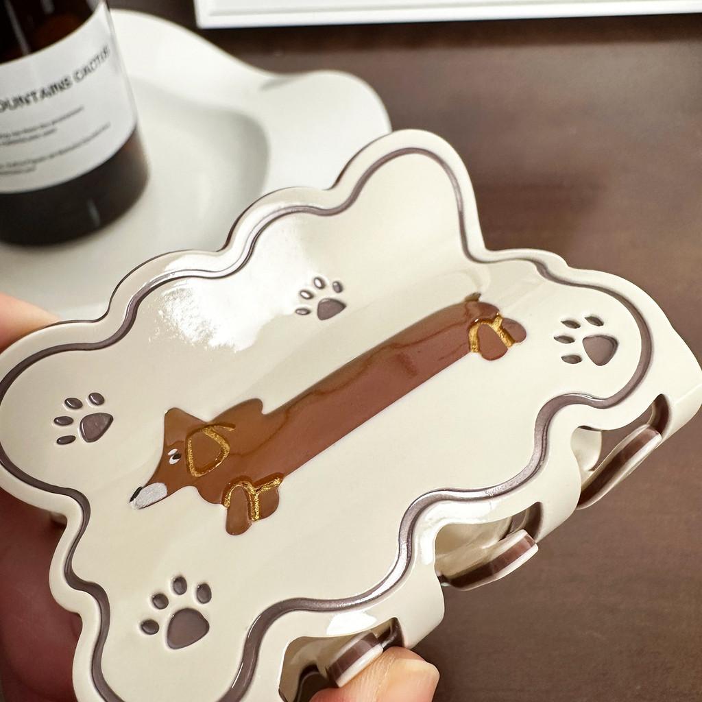 Handcrafted Acetate Hair Claw Clip Featuring Adorable Dog Design For Womens Fashion