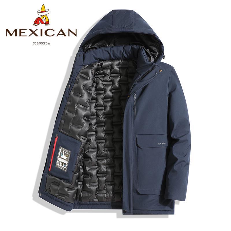 

Scarecrow Men s Thickened Hooded Cotton Coat, Mid-Length Winter Jacket for Young & Middle-Aged 4XL 180-200 lbs