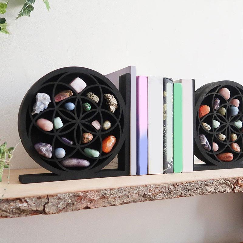 New Sun And Moon Simple Home Stay Crystal Storage Wooden Shelf Hanging Crafts Decoration