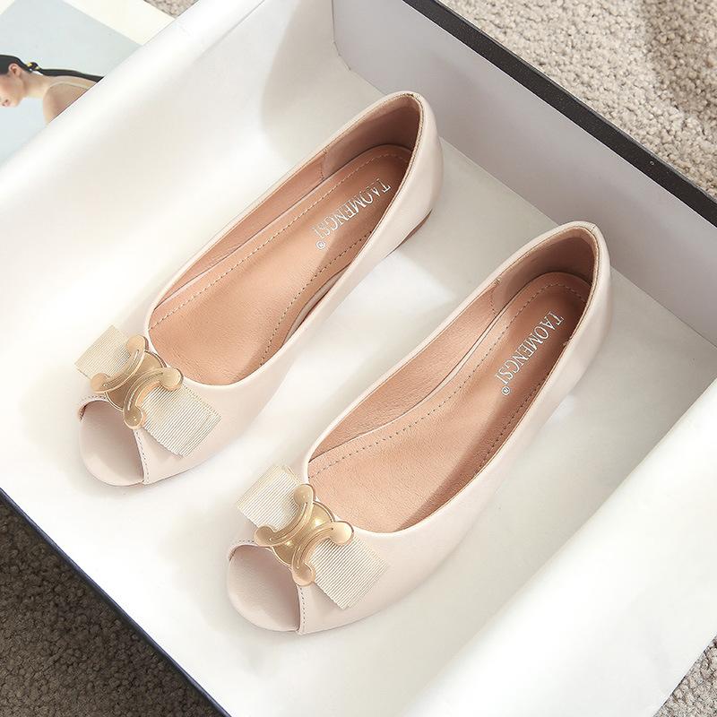 

U18 Arc de Triomphe buckle women s shoes round head fish mouth single shoes comfortable flat-bottomed breathable sandals 33 абрикосовий