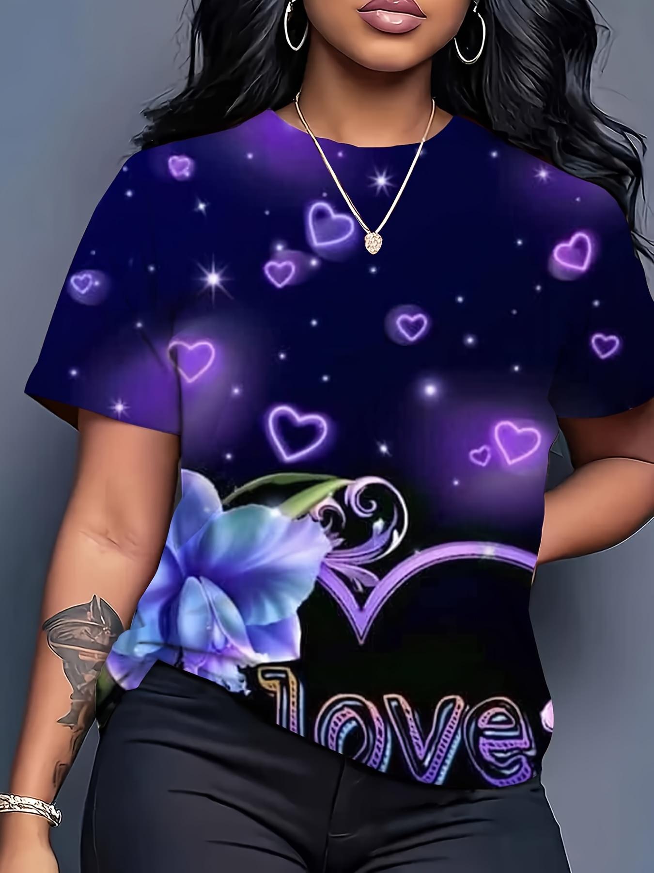 

Women s Oversized Neon Glow T-Shirt - Glow-in-the-Dark Butterfly ; Heart Print Short Sleeve Top. Breathable Summer Blouse Shirt Suitable for Parties. 2XL дубильна кора