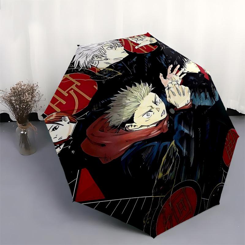 1pc Jujutsu Kaisen Characters Outdoor Umbrella - Automatic Opening/Closing, 3-Fold Design, 8-Bone Iron Frame - Perfect Gift for Fans, Travelers, Daily