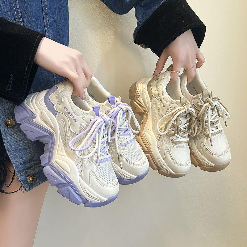 Fashion Luxury Thick Sole Heightened Dad Shoes for Women 2024 New Korean Breathable Mesh Sports and Casual Shoes Running Shoes sneakers