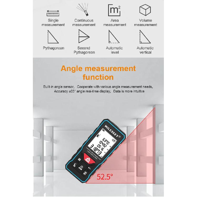 Mileseey X6 Laser Distance Measure With Angle Mini Handheld Digital Trena Rangefinder Meter Measuring For Home Design