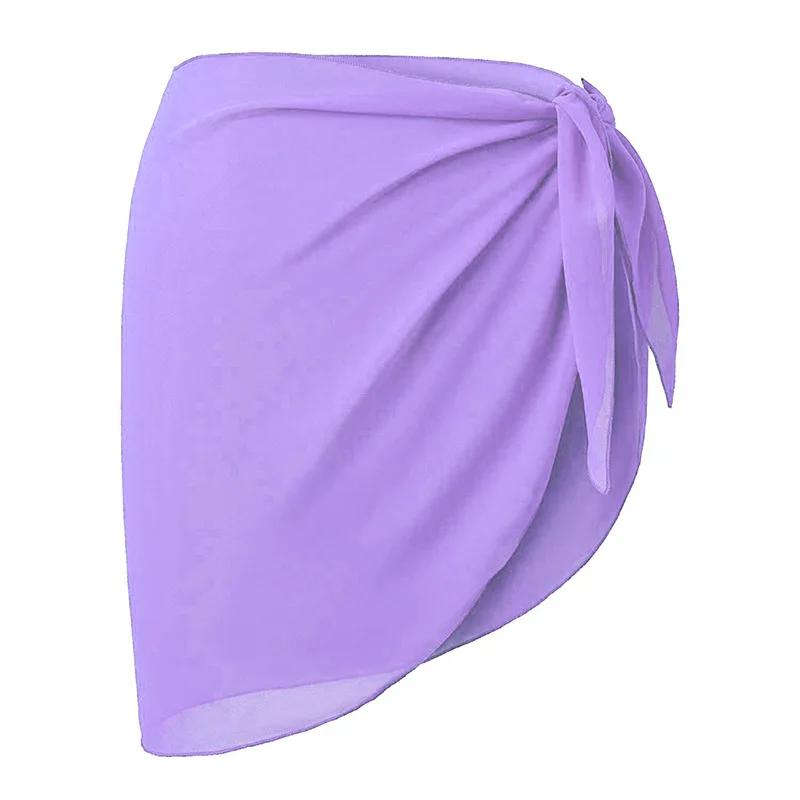 Women Short Sarongs Swimsuit Coverups Beach Bikini Wrap Sheer Short Skirt Chiffon Scarf Cover Ups for Swimwear