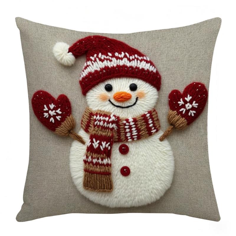 45Cm Grey Red Christmas Pillowcase Cartoon Santa Snowman Elk Sofa Cushion Cover Home Bed Car Decor Merry Christmas