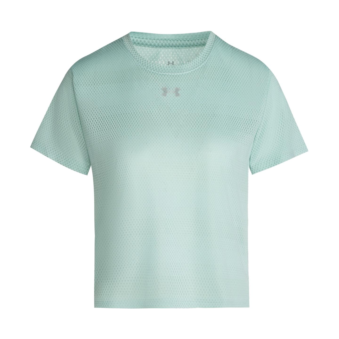 

Under Armour Однотонная жаккардовая спортивная футболка с коротким рукавом для бега, быстросохнущая, мягкая, удобная, простая, свободная, с логотипом бренда, женские топы 6009540-703 XS
