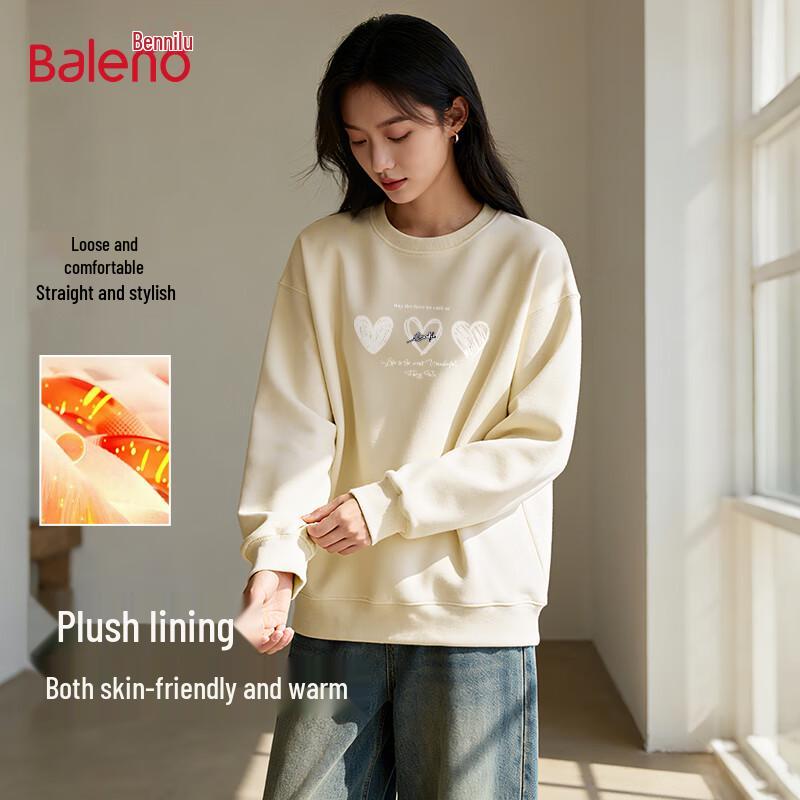 Baleno Women's Fleece-Lined Oversize Heart Graphic Sweatshirt