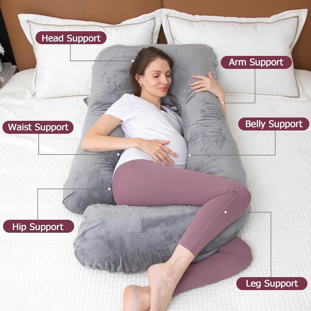 Jiabinfu Pregnancy Pillow, U Shaped Full Body Pillow for Maternity Support, Sleeping Pillow with Cover for Pregnant Women