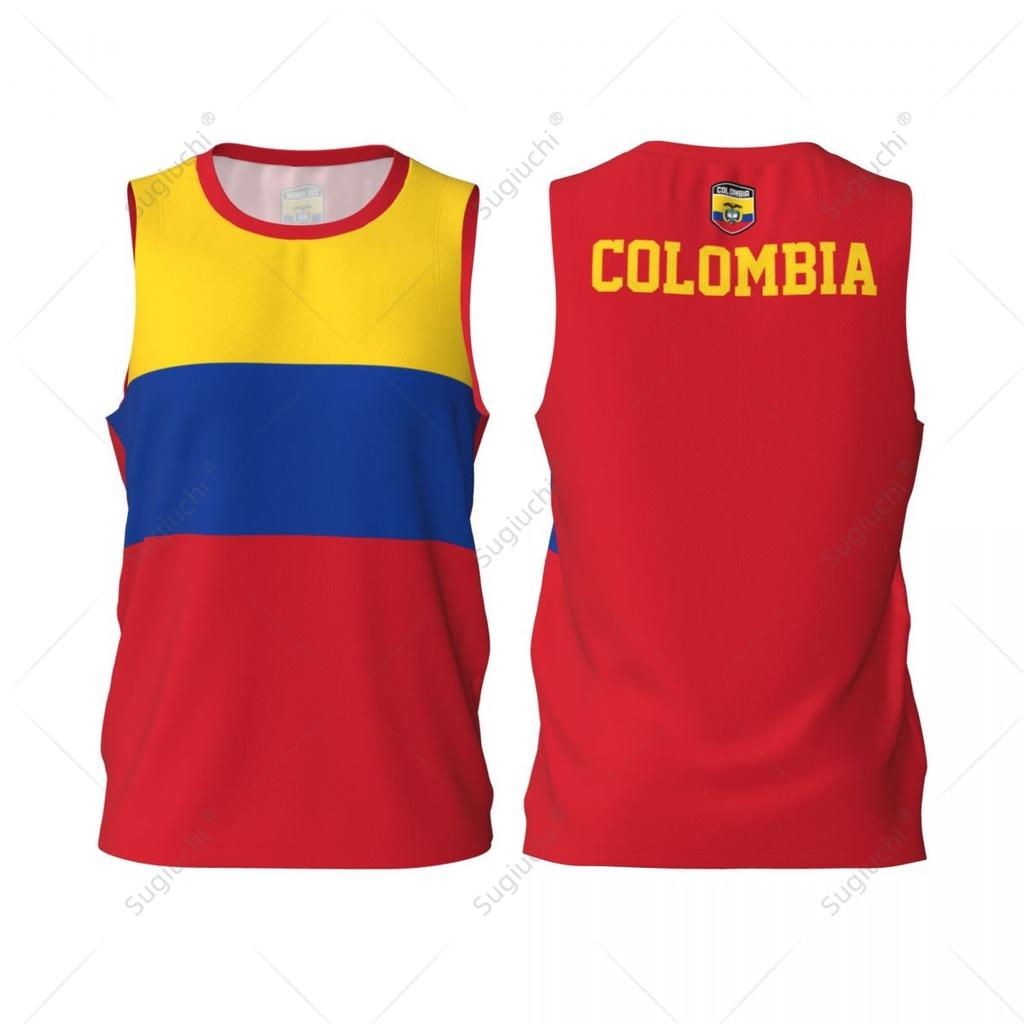 Kolumbien Flagge Herren Basketball Sport Laufen Fitness Multifunktions Ärmelloses T-Shirt Exklusiv Benutzerdefinierter Name Nummer