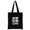 Summer New Teddy Bear Series Canvas Tote Bag Harajuku Style Black Printing High Capacity Shoulder Bag Fashion Shopping Bags