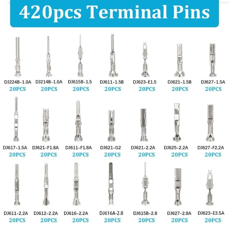 720Pcs Connector Pin Terminals Car Electrical Wire Terminals 1/1.5/1.8/2.2/2.8/3.5mm Automotive Pin Connector Enduring