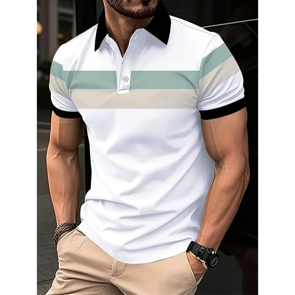 Simple striped pattern men's polo shirt for summer fashion and leisure