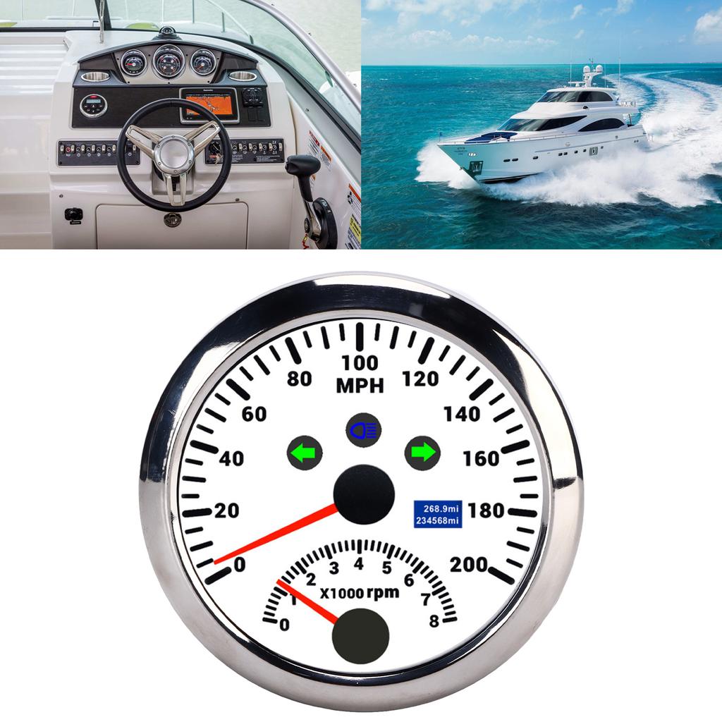 85mm 0‑200MPH GPS Speedometer 0‑8000rpm Tachometer Gauge Overspeed Alarm LCD Red Backlight for Car Boat