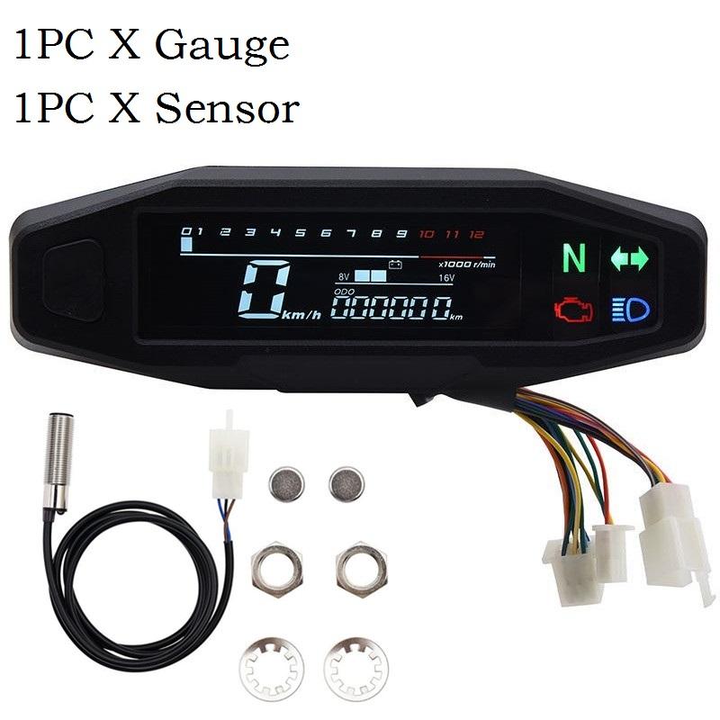 Digital Universal Motorcycle Speedometer Oil Gauge Tachometer Meters Instrument Cluster Turn Signal Light Indicator