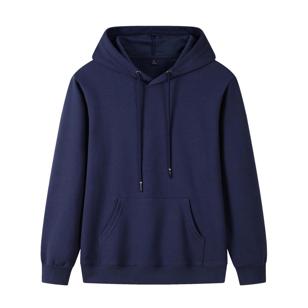 Couple's Casual Solid Color Hooded Sweatshirt - Heavyweight 320g Pure Cotton, Long Sleeve, for Spring and Autumn.