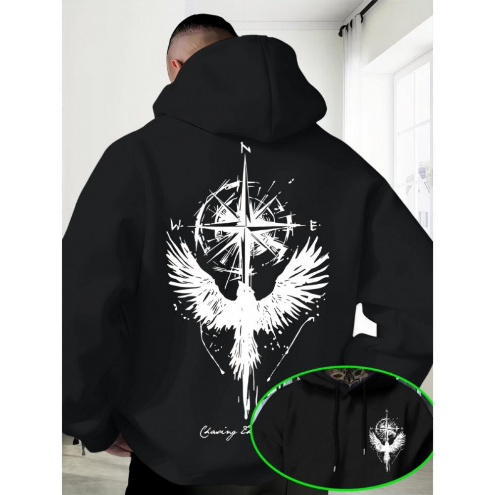 Men S Fashionable Casual Personalized Trendy Printed Hooded Sweatshirt Suitable For Outdoor Dates, Shopping, And Sports S