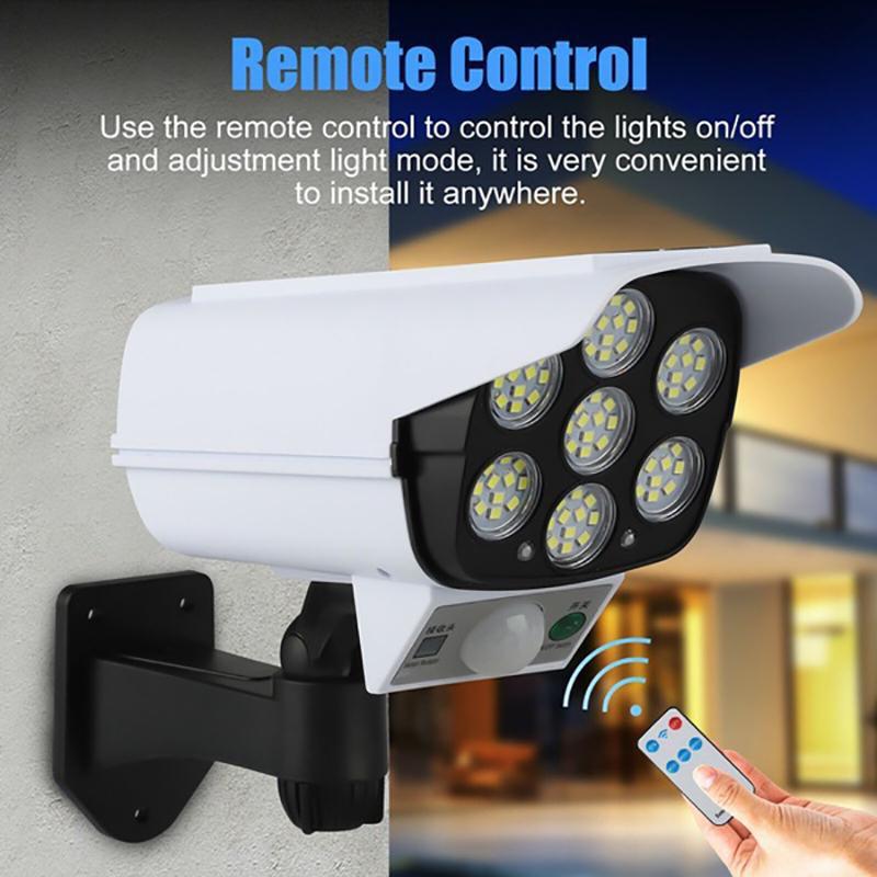 CAMECHO 77LED Solar Garden Light PIR Motion Sensor Simulation Surveillance Dummy Camera Fake Camera IP65 Waterproof Lamp Wall Light