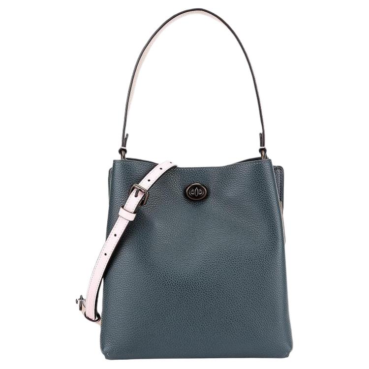 

Coach Town 21 Solid Color Color Block Bucket Bag Women Handbags Deep-Green Pink 89504-V5PTO Basic Set (Bag+Dust Bag)