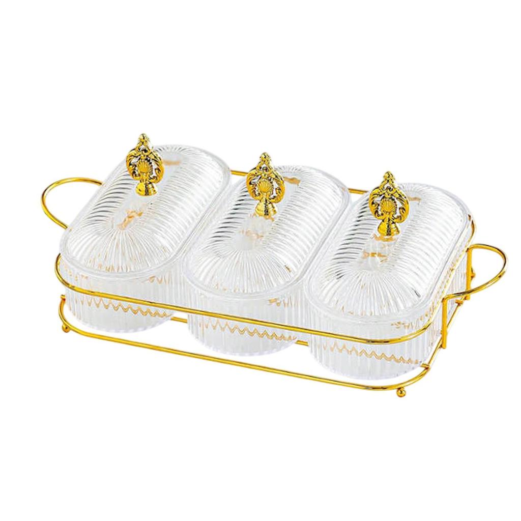 Dry Fruit Tray with Lid Snacks Dish Divided Serving Platter Appetizer Plate for Party Kitchen Dining Room Living Room Cookies
