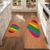1PC Rainbow Hearts Motif  Kitchen Rug Non-Slip Door Mat Pop design Bathroom Rug Bath Mat Carpet for Home Sink Laundry Decor