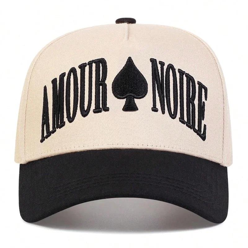 Baseball Stitching Embroidered Spades Noire Amour Neutral Gender Women Men For Caps Spring And Autumn Outdoor Adjustable Casual Hats Hip Hop Urban