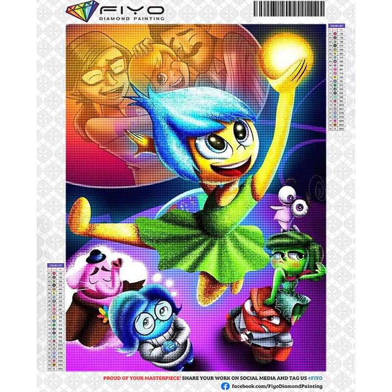 

Inside Out 2 Diamond Embroidery Cartoon Diamond Painting New Mosaic Picture of Rhinestones Home Wall Decor Round 20x30cm