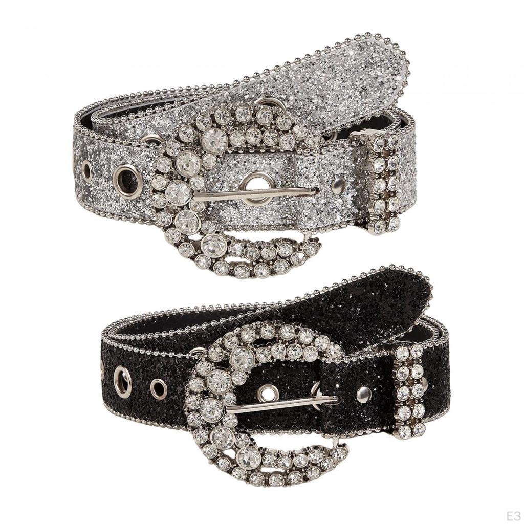 Elegant Rhinestone Waist Belt for Women's Jeans and Dresses with Stylish Pin Buckle