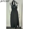 BITCED Summer Women's Fashionable Elegant Wide-Strap Halter Neck Backless Dress