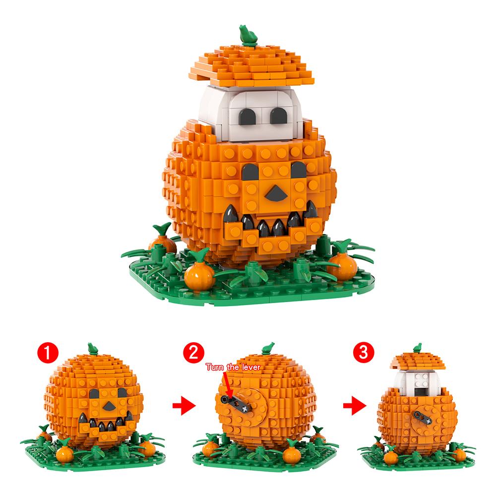 MOC Halloween Brick Ghost Graveyard Pumpkin Carriage House Witch Compatible Building Blocks Toys For Children Adult Friends Gift