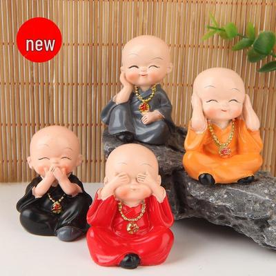 Creative Zen Bonsai Ornaments - Four Shaolin Kung Fu Monk Figurines for Car or Desktop