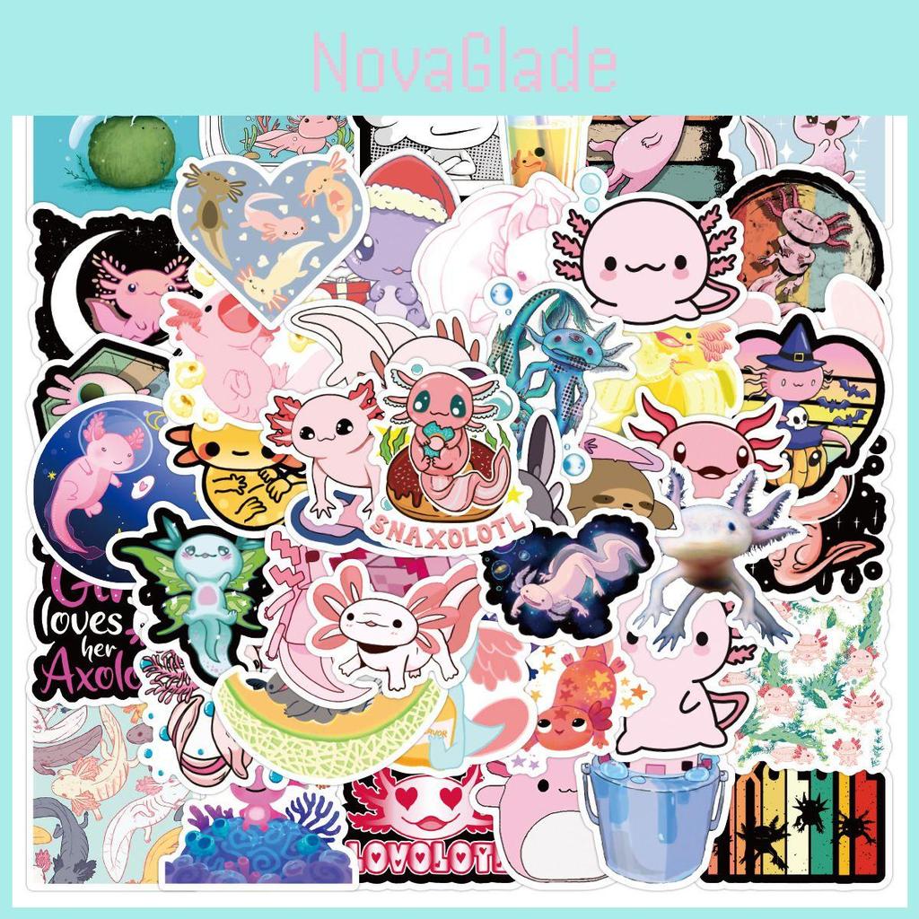 Cute Axolotl Stickers 50 Waterproof Cartoon Decals For Diy Laptop Phone Suitcase
