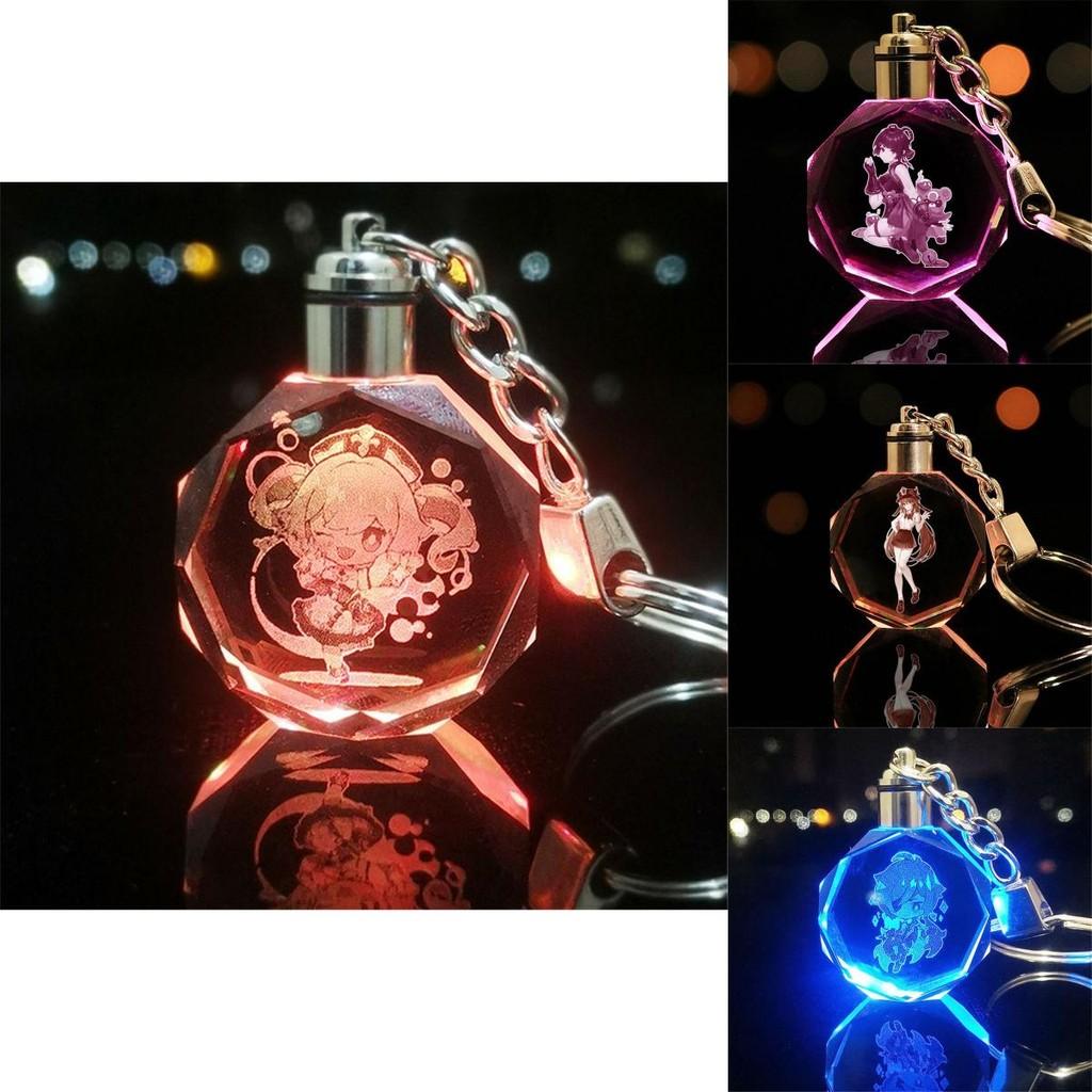 Elegant Genshin Impact Crystal Keychain With Stunning Led Colorful Light For All Occasions