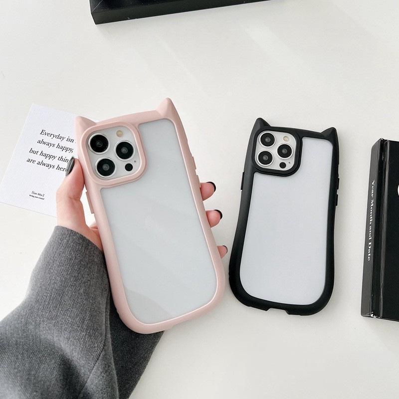 Epoxy DIY Cat Ear Phone Case for iPhone 14Pro, 15, 16ProMax