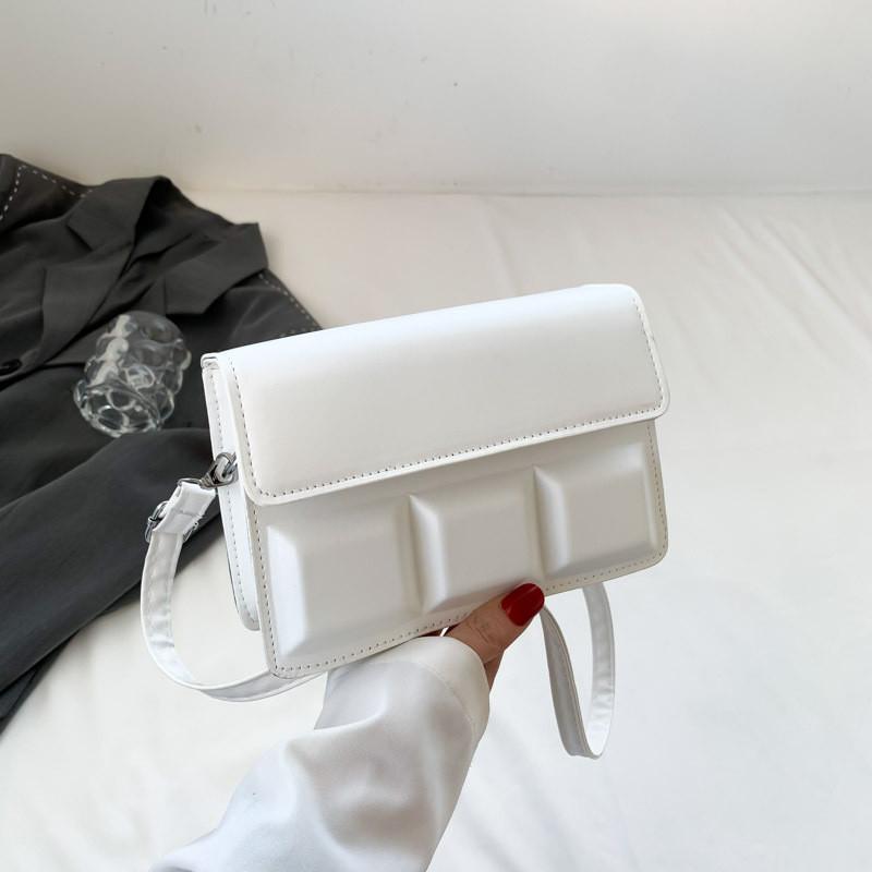 Trendy Casual Shoulder Bag For Women Stylish Simple Square Handbag In Black White Green And More