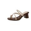 2025 Nouvel Été Concis Métal Clip Orteil Femmes Pantoufles Mode Talons Épais Escarpins de Fête Mules Chaussures à Enfiler