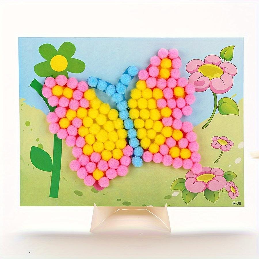 3Pcs DIY Plush Ball Art Kit - Animals Felt Mosaic Puzzle Crafts for School Projects, Creative Home Wall Decor, Relaxing  ZSY
