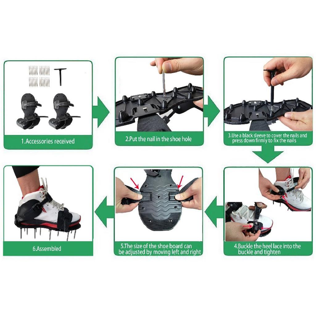 Lawn Aerator Spikes Shoes For Garden Yard Aeration Universal Size Garden Yard Grass Care Cultivator With Scarification Nail Tool