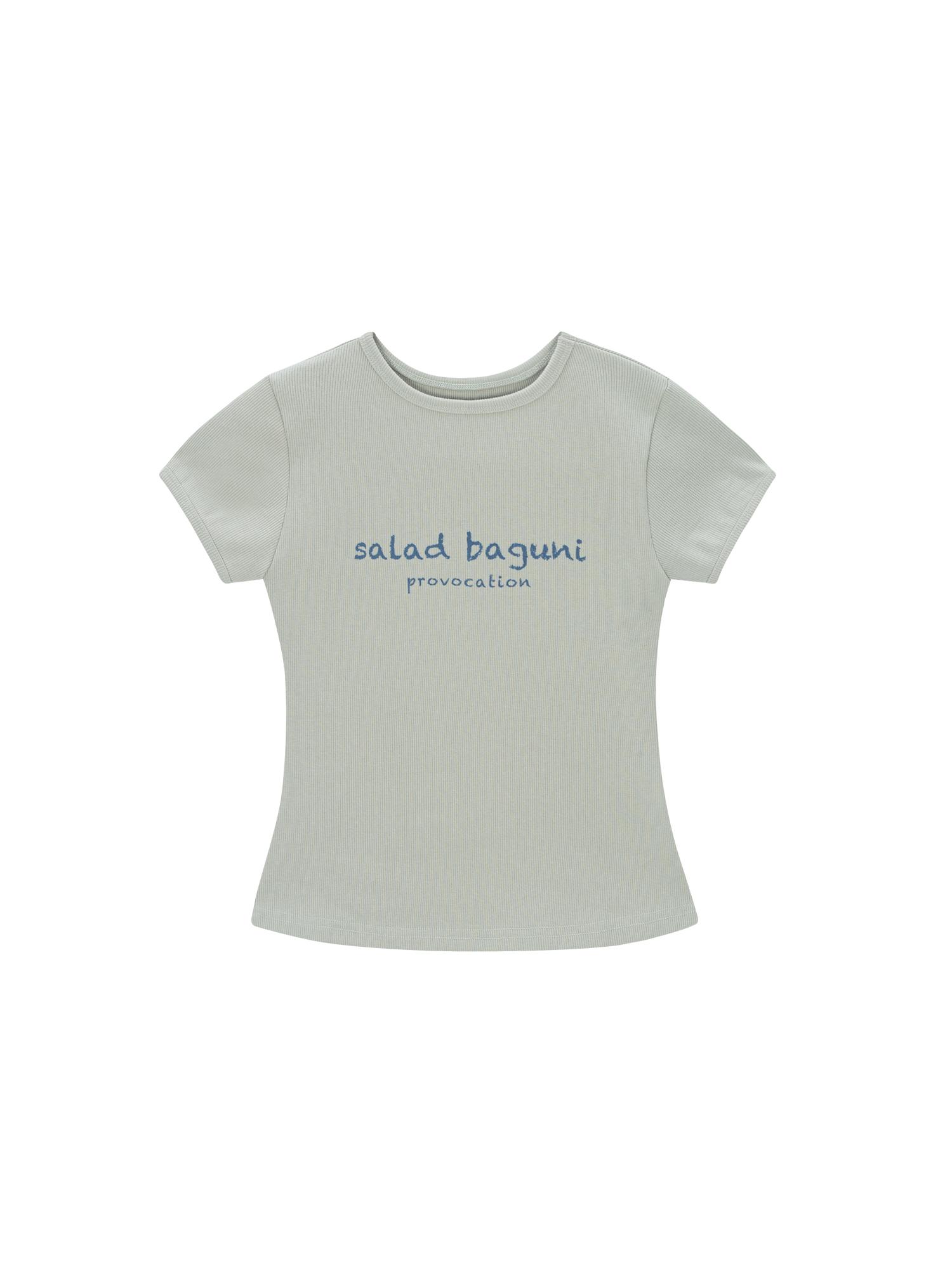 Salad Basket Provocation Lettering Ribbed Tee - Olive Free