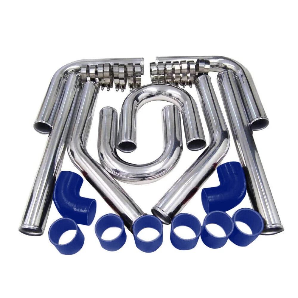 2.5" Inch Turbo Intercooler Piping Aluminum w/U Pipe Silicone Coupler Clamp Kit