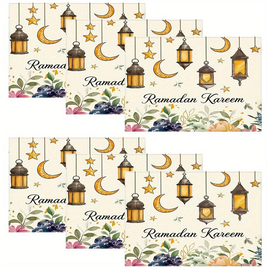 Ramadan Kareem Placemats Crescent Design for Eid Al-Fitr Celebrations & Home Dining Decor Rectangular Table Mats