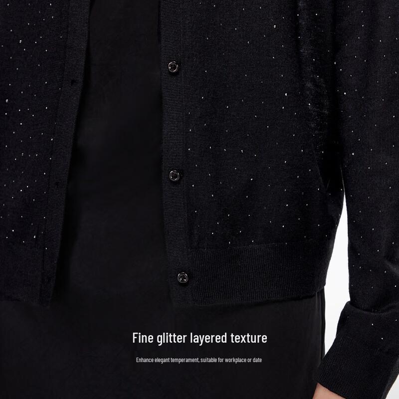 VEROMODA V-Neck Wool Blend Rhinestone Cardigan