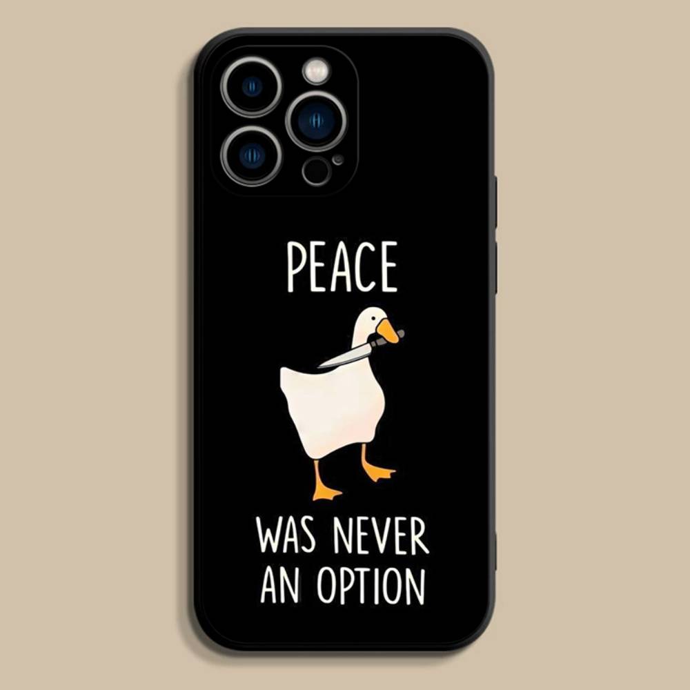 Funny D-Duck Cartoon Phone Case For iPhone 17,16,15,14,13,12,11,Pro,Max,Plus,E,SE4,Air,Mini Black Precise Hole Matching