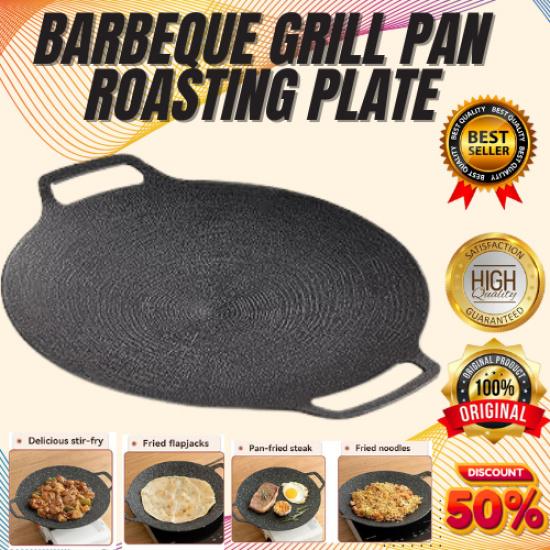 Best Seller KOREAN BBQ GRILL PAN ROASTING PLATE | Non-stick Smokeless Circular Grill Pan | Large Cast Iron Flat Bottom Frying Pan | Portable Smooth