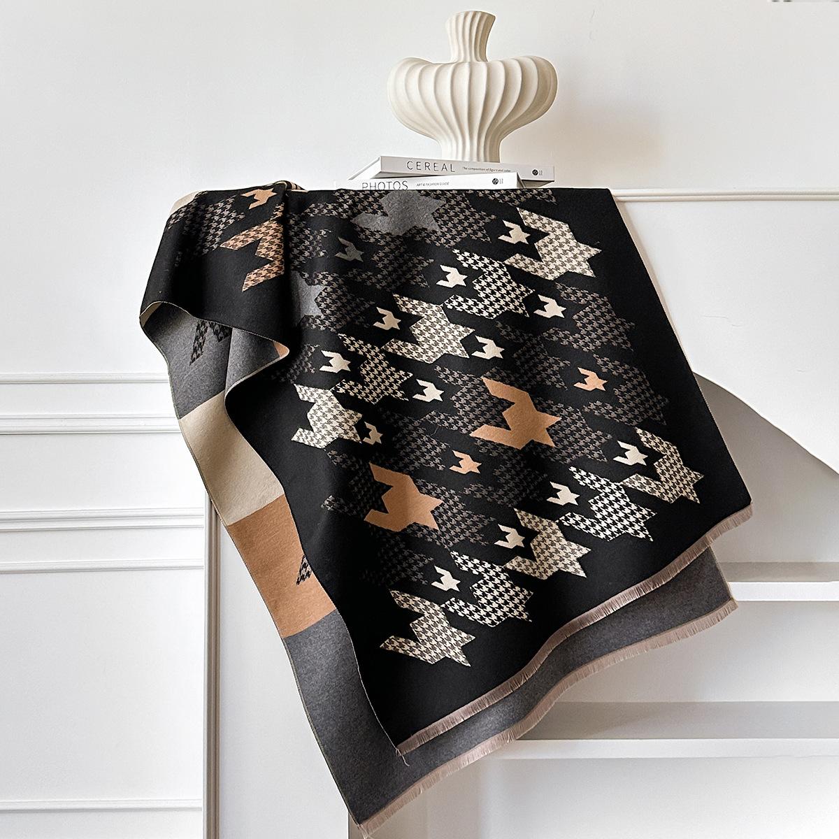 

Шарф Женская шаль, зимнее одеяло для сна в офисе, теплый шарф с кисточками из имитации кашемира, утолщенный 185x65cm